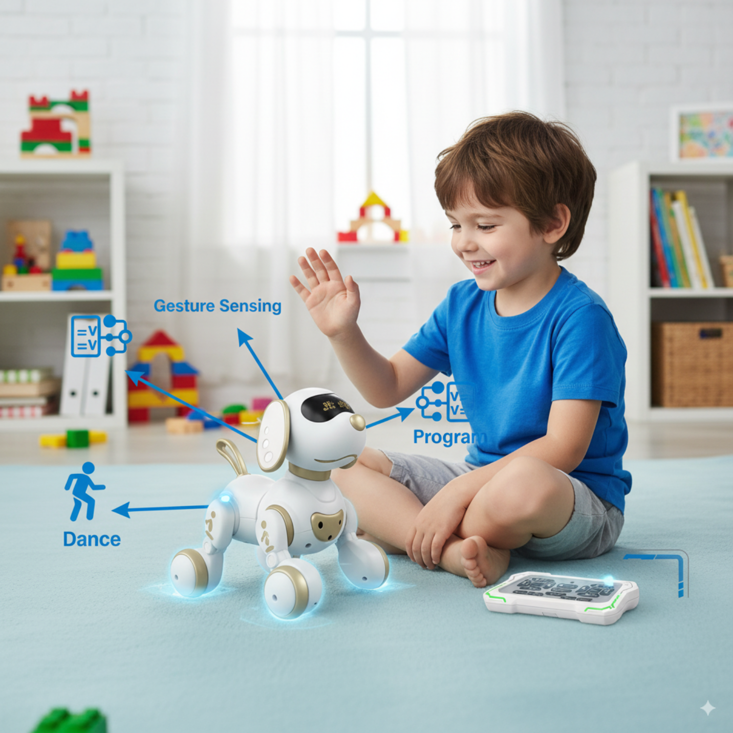 KeKeSpace CyberPup Interactive Robot Dog Toy for Kids Ages 3+, Gesture & Voice Control, Dancing & Singing