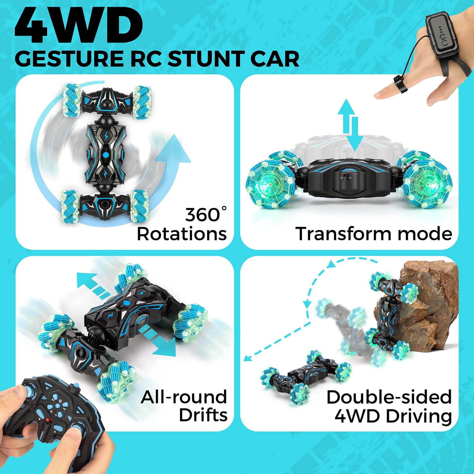 Sky Blue Gesture Sensing RC Stunt Car