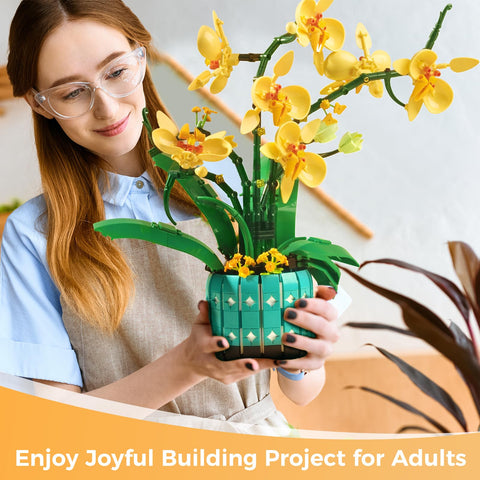 Orchids Building Set for Adults Bonsai Decoration