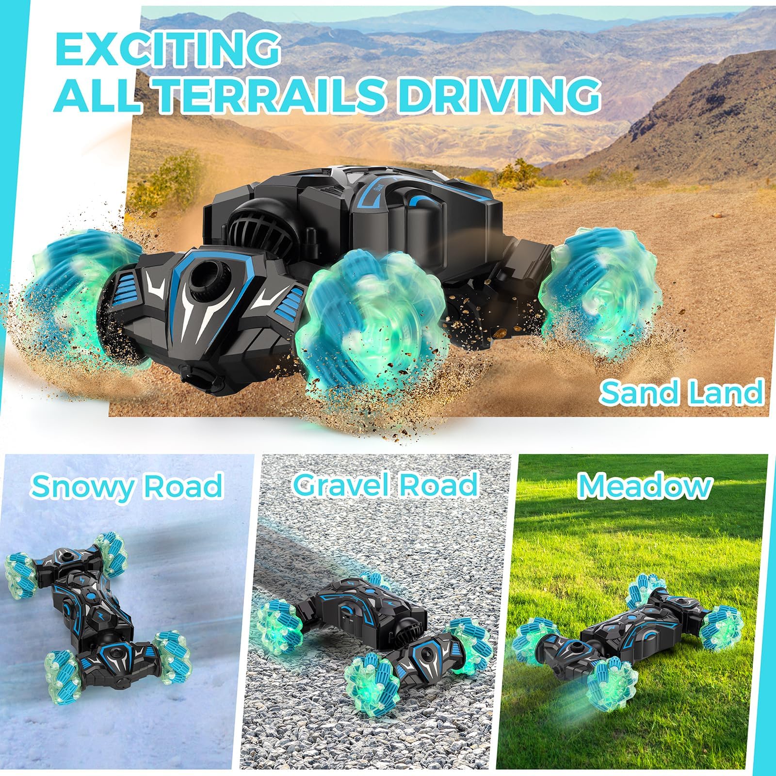Sky Blue Gesture Sensing RC Stunt Car
